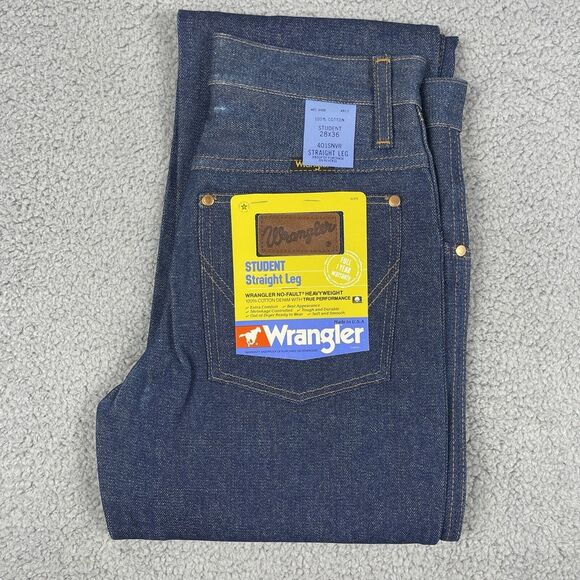 Wrangler Denim - VTG Deadstock Wrangler Jeans Mens 27x35 Blue Western Bootcut Flare 80s Raw‎ NWT